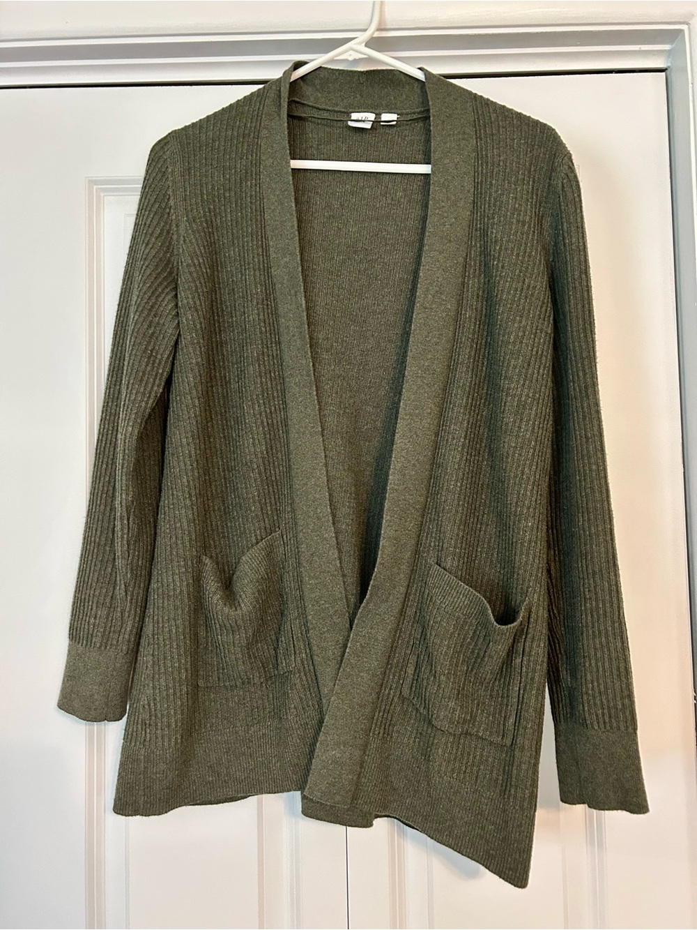 GAP Ribbed Open-Front Cardigan - Green
